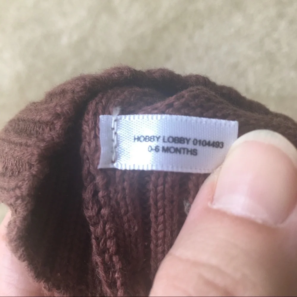 Bear Brown Knit Hat With Ears 0-6 Months